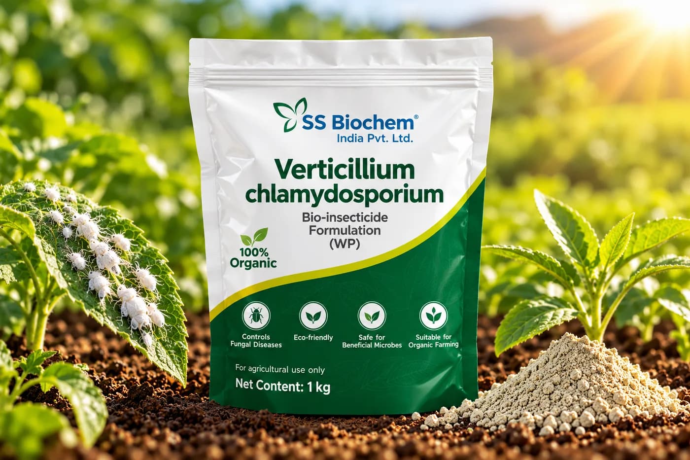 Verticillium chlamydosporium supplied by SS Biochem, shown in the field