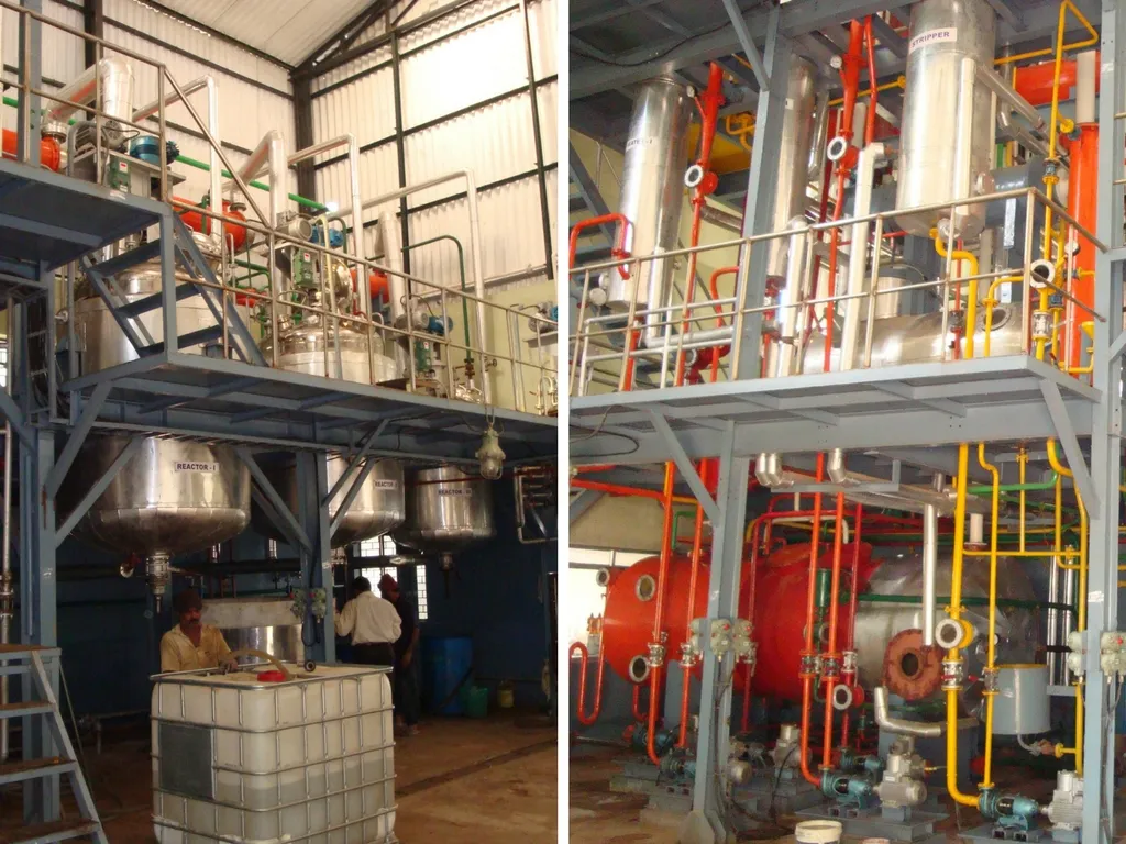 Extraction vessels, columns and pipework on the processing floor