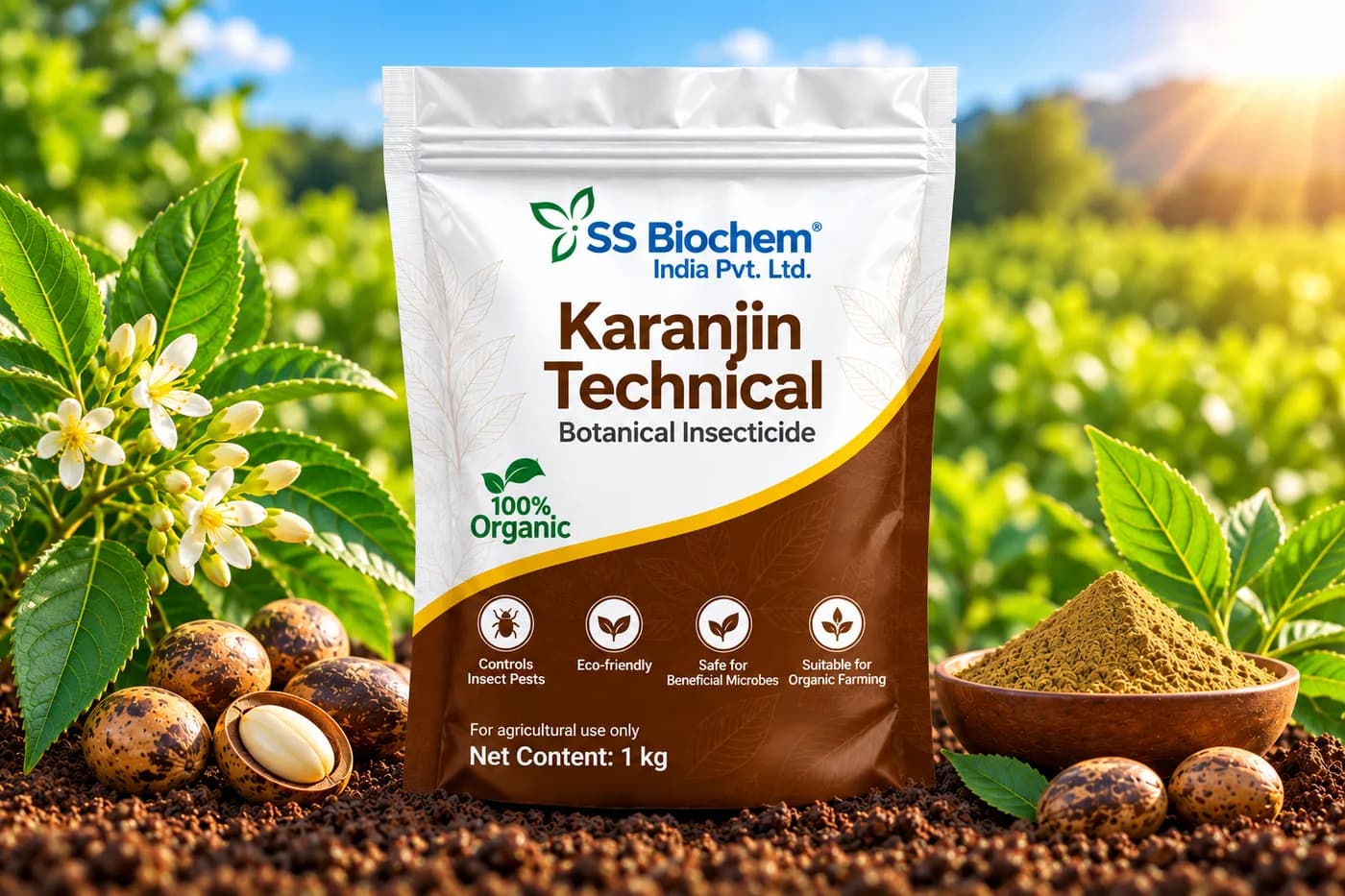 Karanjin Technical supplied by SS Biochem, shown in the field